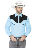 Camisa Vaquera de Hombre El General Ante/bordada 2019-128 Bordada en 55% Algodón 45% Poliéster Color Azul 42573