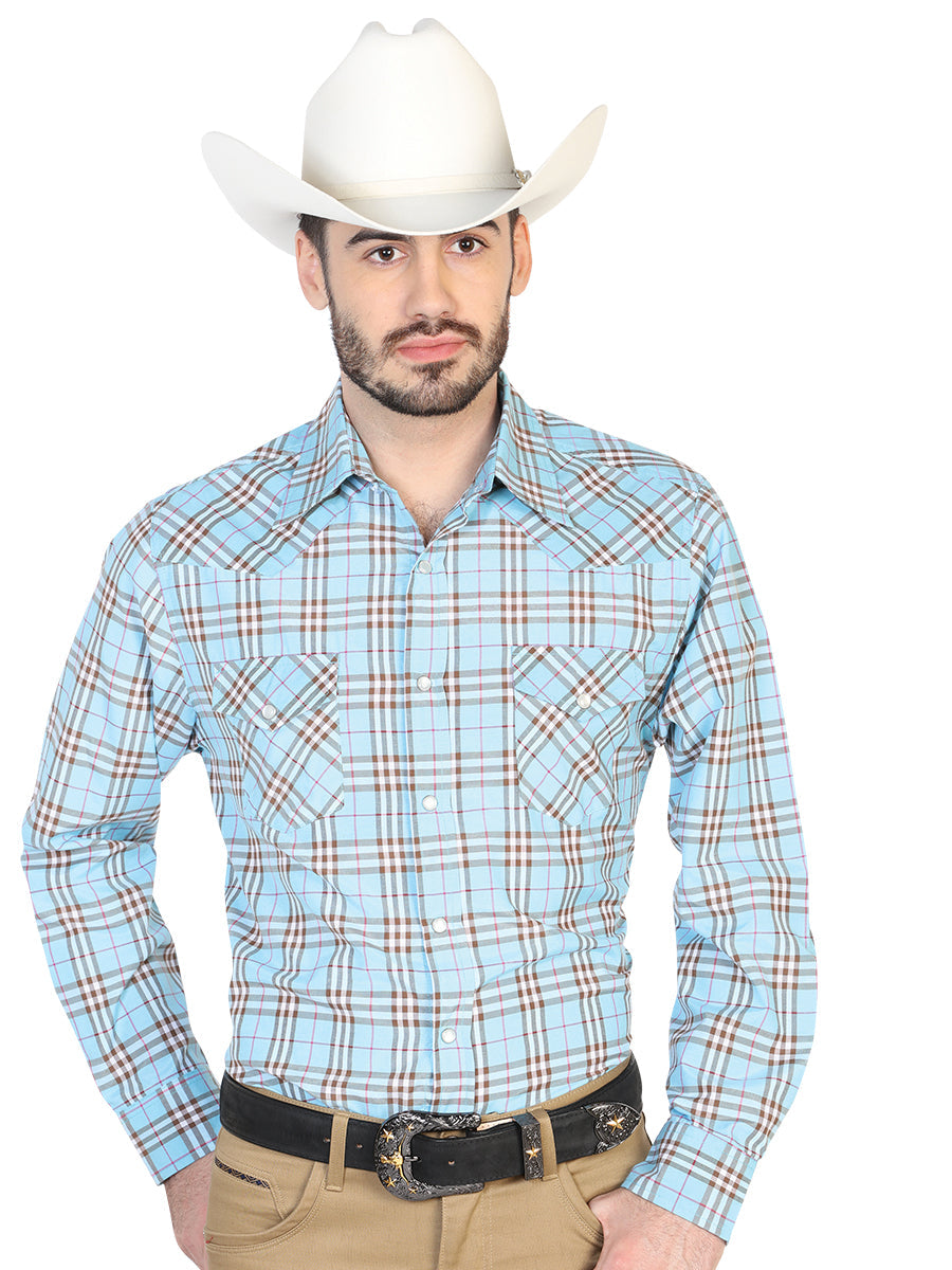 Camisa Vaquera de Hombre El General 2019-133 Manga Larga Casual en 55% Algodón 45% Poliéster Color Azul/Negro 42594