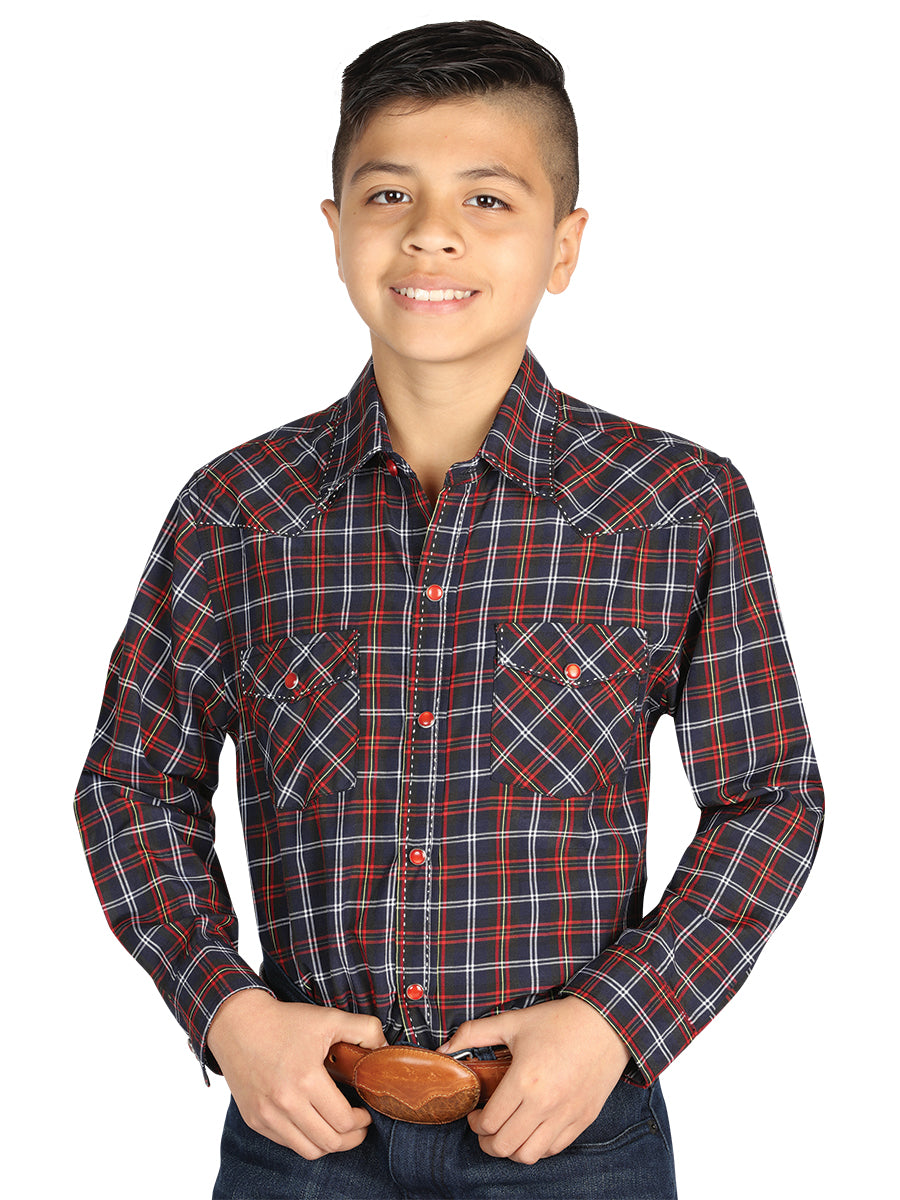 Camisa Vaquera de Niño El General 2019-153 en 55% Algodón 45% Poliéster Color Negro/Rojo 42617