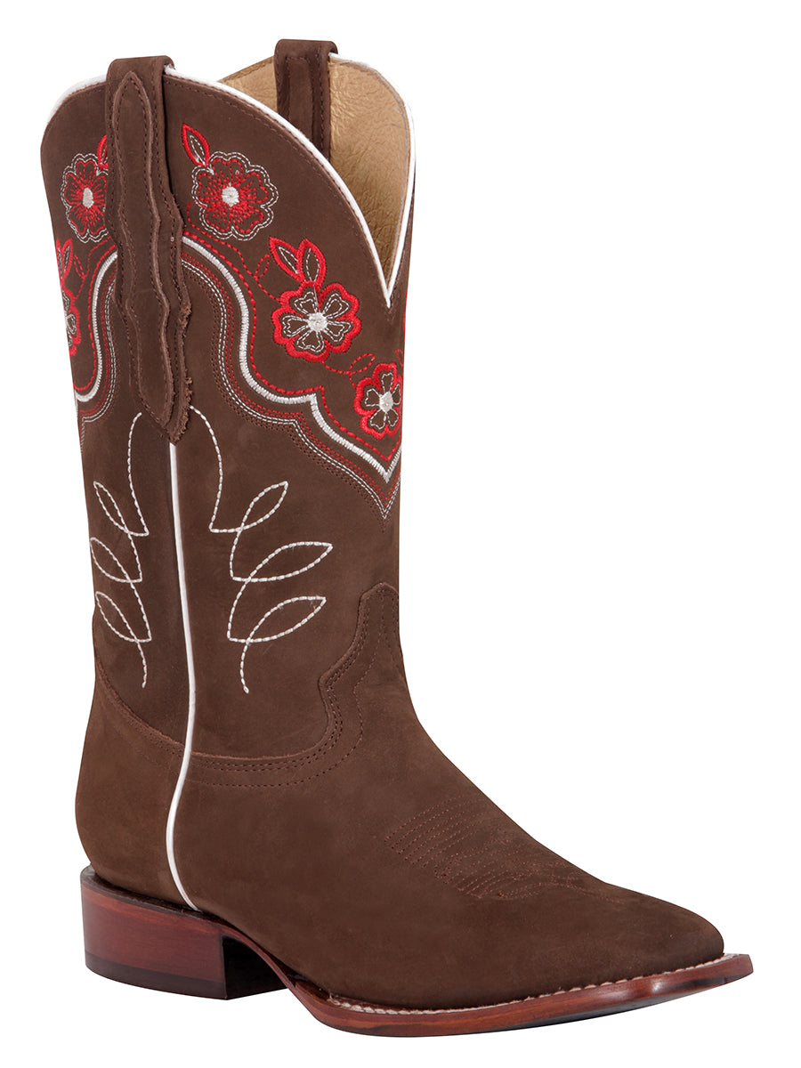 Bota Vaquera de Mujer El General Dam-flr-5 Rodeo en Piel Bovino Nobuck Color Camel 42980
