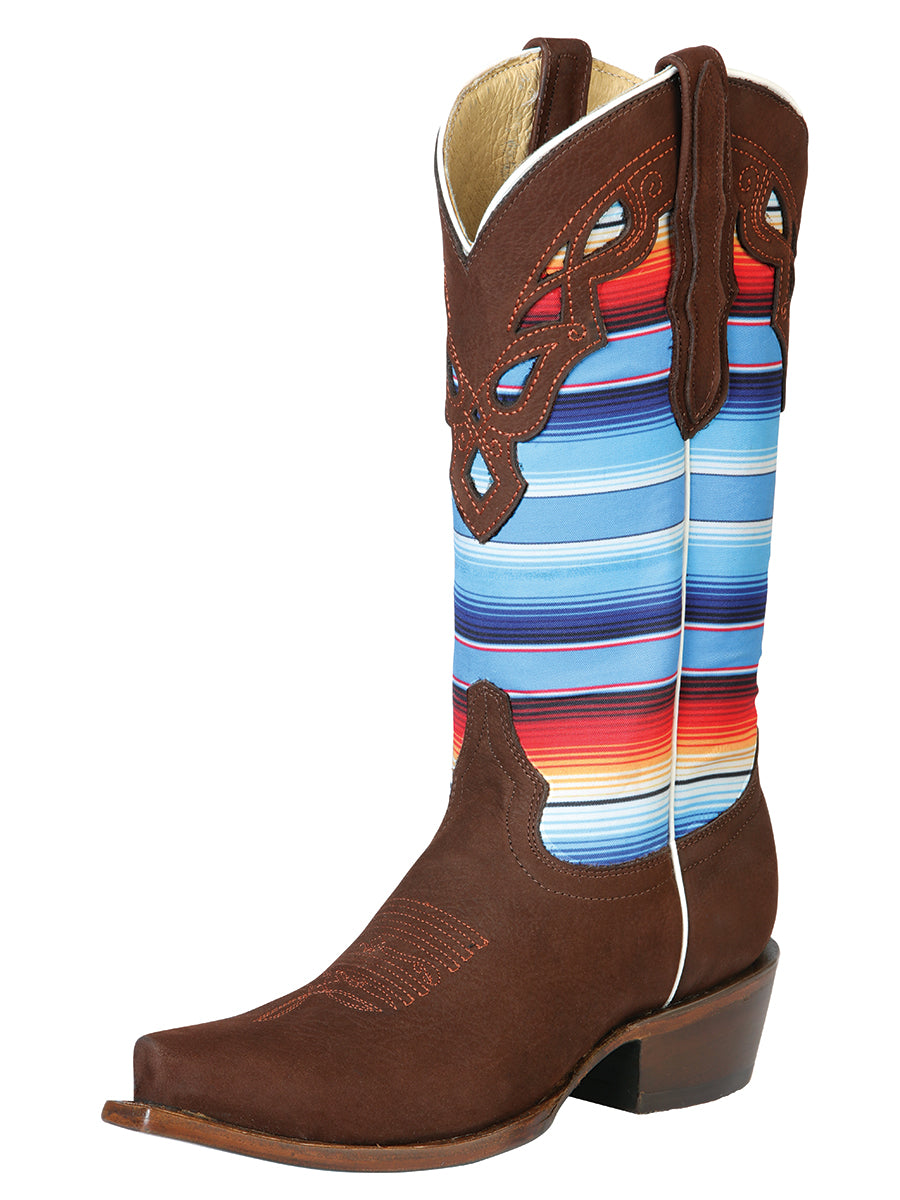 Bota Vaquera de Mujer El General Dam-zap-2 en Piel Bovino Nobuck Color Shedron 42986
