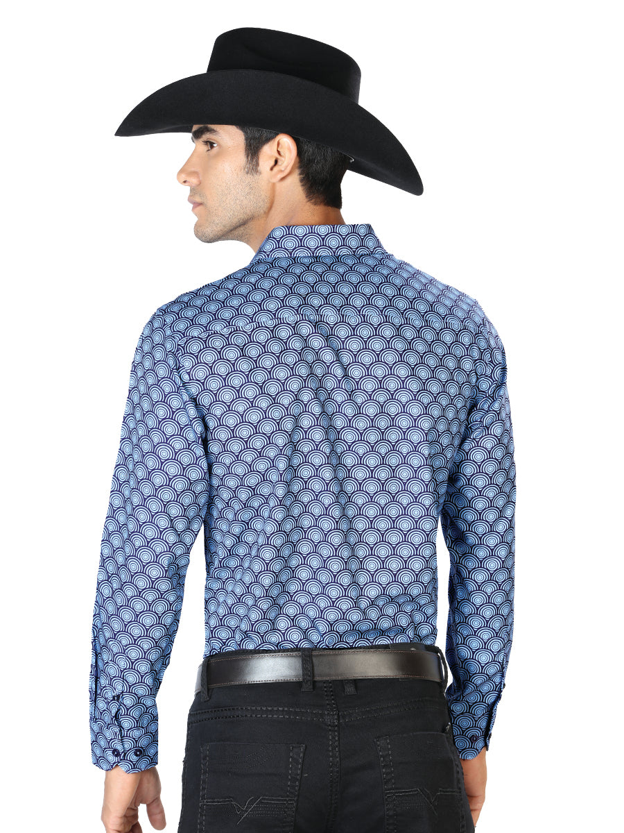 Camisa Vaquera de Hombre El Señor de los Cielos Manga Larga Casual en 97% Poliéster 3% Spandex Color Azul 43544