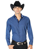 Camisa Vaquera de Hombre El Señor de los Cielos Manga Larga Casual en 97% Poliéster 3% Spandex Color Azul Marino 43550