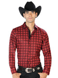 Camisa Vaquera de Hombre El Señor de los Cielos Manga Larga Casual en 97% Poliéster 3% Spandex Color Rojo 43552