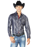 Camisa Vaquera de Hombre El Señor de los Cielos Manga Larga Casual en 97% Poliéster 3% Spandex Color Azul Marino 43573
