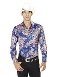 Camisa Vaquera de Hombre El Señor de los Cielos Manga Larga Casual en 97% Poliéster 3% Spandex Color Azul 43579