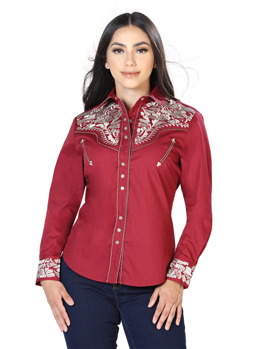 Camisa Casual de Mujer El Señor de los Cielos Manga Larga en Algodón Color Khaki 43613
