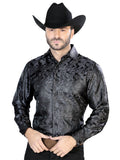 Camisa Vaquera de Hombre El Señor de los Cielos Manga Larga Casual en 100% Microfibra Color Gris 43705