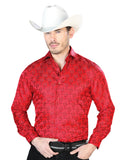 Camisa Vaquera de Hombre El Señor de los Cielos Manga Larga Casual en 100% Microfibra (Poliéster) Color Rojo 43739