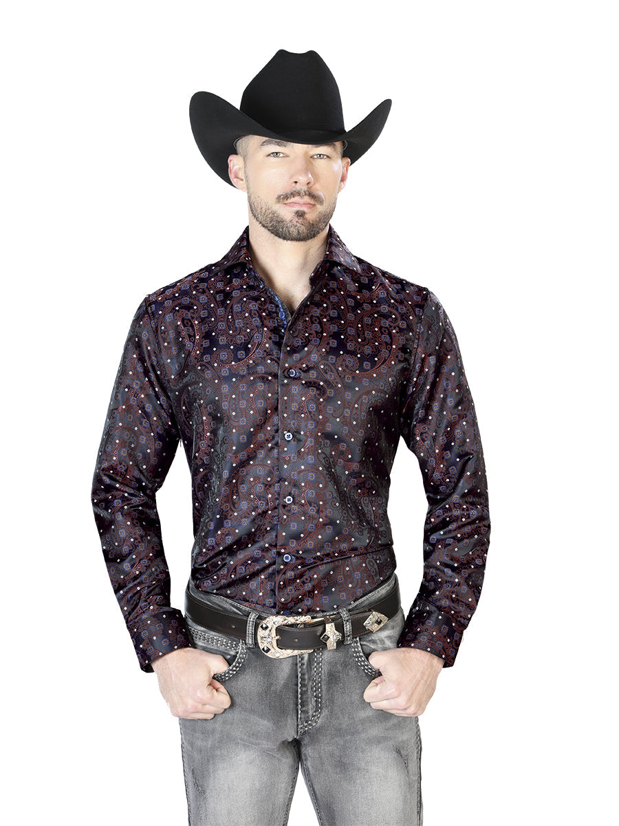 Camisa Vaquera de Hombre El Señor de los Cielos Manga Larga Casual en 100% Microfibra (Poliéster) Color Azul 43752