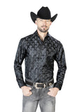 Camisa Vaquera de Hombre El Señor de los Cielos Manga Larga Casual en 100% Microfibra (Poliéster) Color Negro 43753
