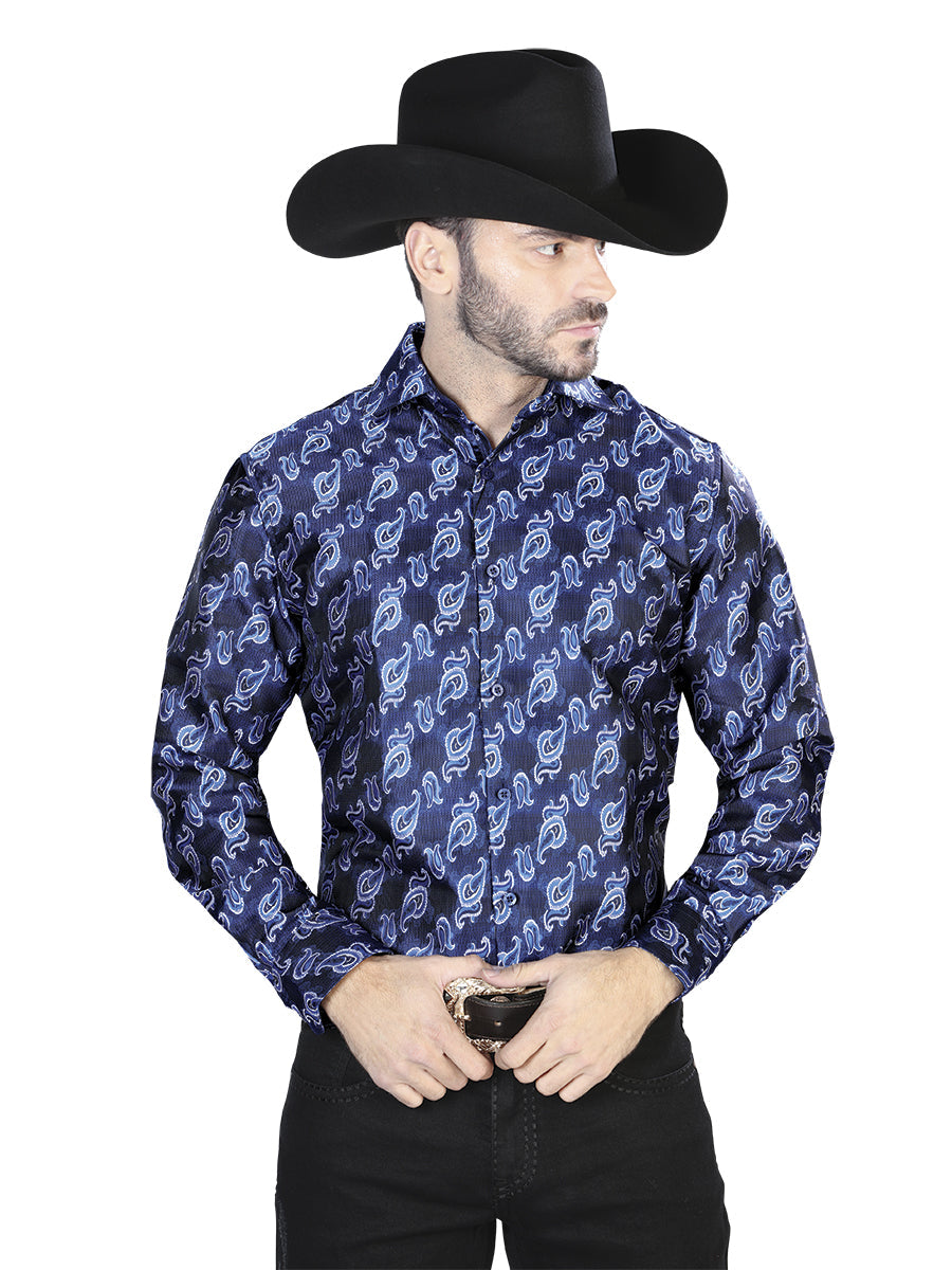 Camisa Vaquera de Hombre El Señor de los Cielos Manga Larga Casual en 100% Microfibra (Poliéster) Color Azul 43755