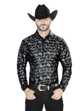 Camisa Vaquera de Hombre El Señor de los Cielos Manga Larga Casual en 100% Microfibra (Poliéster) Color Negro 43758