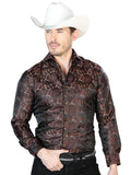 Camisa Vaquera de Hombre El Señor de los Cielos Manga Larga Casual en 100% Microfibra (Poliéster) Color Negro/Café 43763