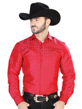 Camisa Vaquera de Hombre El Señor de los Cielos Manga Larga Casual en 100% Microfibra (Poliéster) Color Rojo 43765