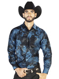 Camisa Vaquera de Hombre El Señor de los Cielos WH7-015 Manga Larga Casual en 100% Poliéster Color Negro 43771