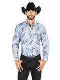 Camisa Vaquera de Hombre El Señor de los Cielos Manga Larga Casual en 100% Poliéster Color Gris 43815