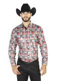 Camisa Vaquera de Hombre El Señor de los Cielos Manga Larga Casual en 100% Poliéster Color Rojo 43816