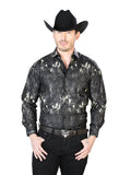 Camisa Vaquera de Hombre El Señor de los Cielos WH7-044 Manga Larga Casual en 100% Poliéster Color Negro 43817