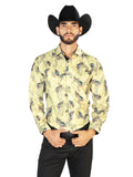 Camisa Vaquera de Hombre El Señor de los Cielos Manga Larga Casual en 100% Poliéster Color Gris/Azul 43824