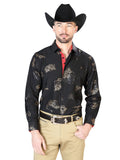 Camisa Vaquera de Hombre El Señor de los Cielos WH7-205 Manga Larga Casual en 97% Poliéster 3% Spandex Color Negro 43847