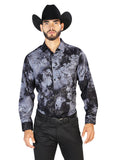 Camisa Vaquera de Hombre El Señor de los Cielos Manga Larga Casual en 97% Poliéster 3% Spandex Color Negro 43849