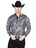 Camisa Vaquera de Hombre El Señor de los Cielos WH7-136 Manga Larga Casual en 97% Poliéster 3% Spandex Color Negro 43855