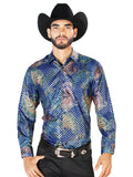 Camisa Vaquera de Hombre El Señor de los Cielos Manga Larga Casual en 97% Poliéster 3% Spandex Color Azul 43873