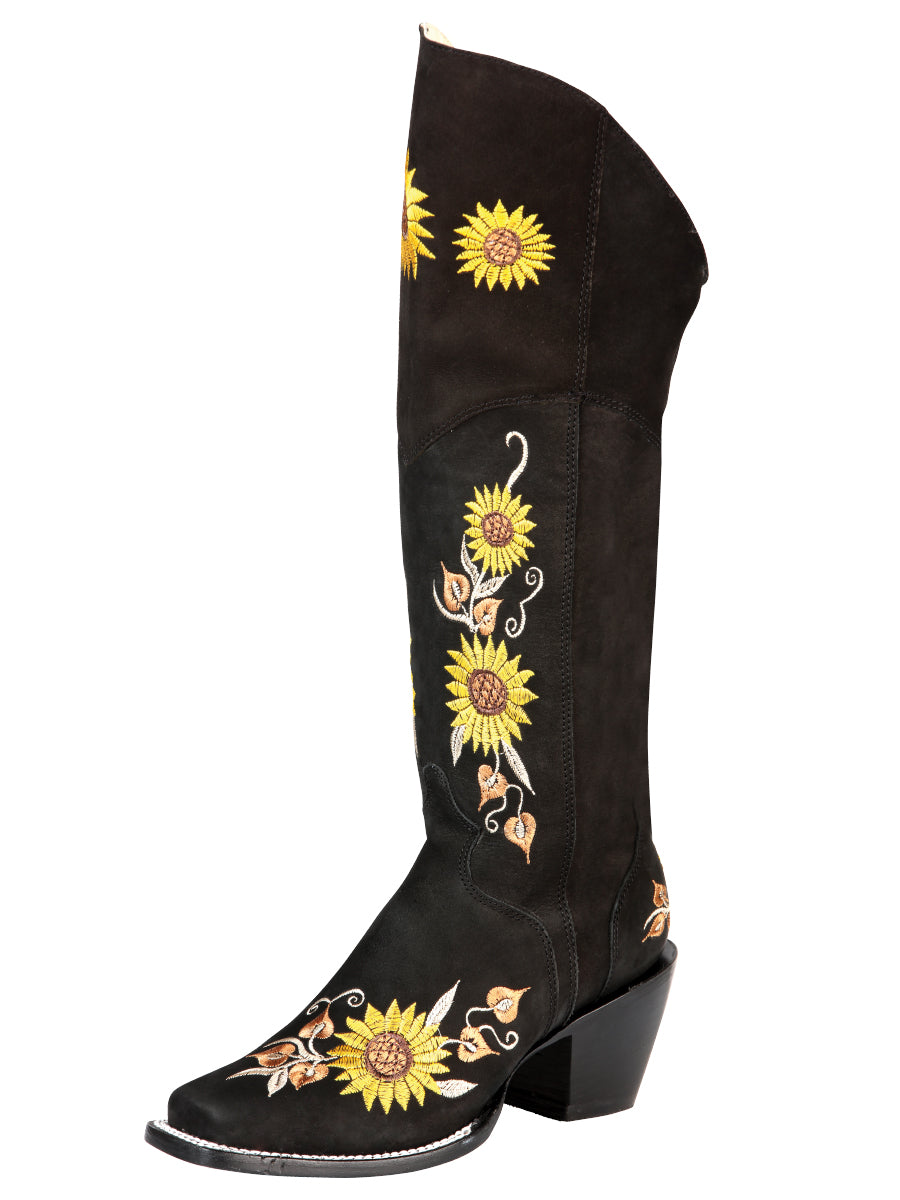 Bota Vaquera de Mujer El General en Piel Nobuck Color Negro 43914