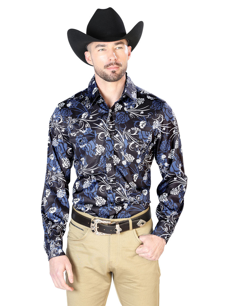 Camisa Vaquera de Hombre El Señor de los Cielos Manga Larga Casual en 97% Poliéster 3% Lycra 43959
