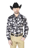 Camisa Vaquera de Hombre El Señor de los Cielos Manga Larga Broche Casual en 97% Poliéster 3% Lycra Color Negro 43960