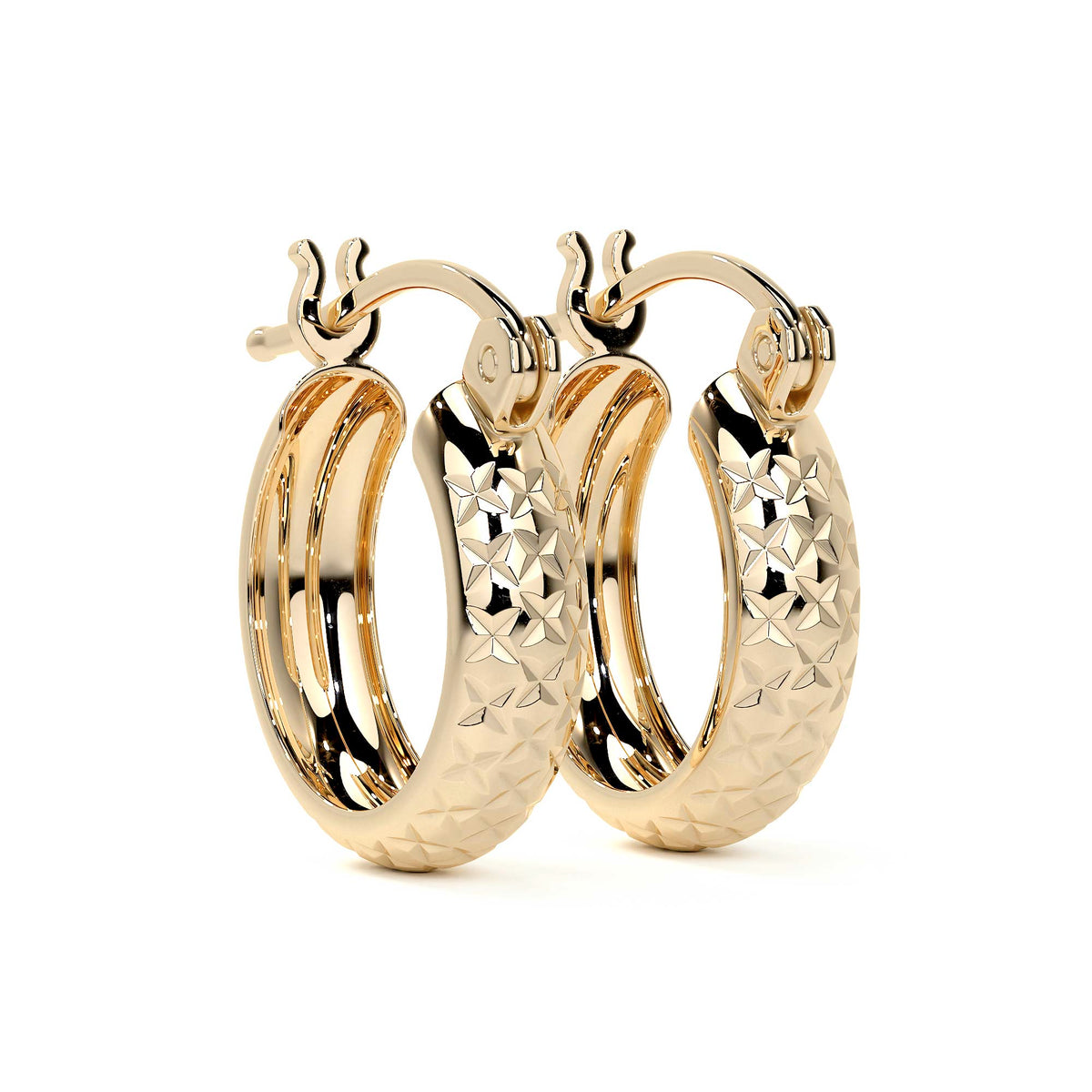 Arracada Diamantada Bangle De Oro 10k Estilo Panal, 15 X 4mm Dorado