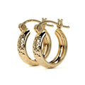 Arracada Diamantada Bangle De Oro 10k Estilo Panal, 15 X 4mm Dorado