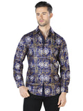 Camisa Vaquera de Hombre El Señor de los Cielos Manga Larga Casual en 100% Poliéster Color Dorado 44014