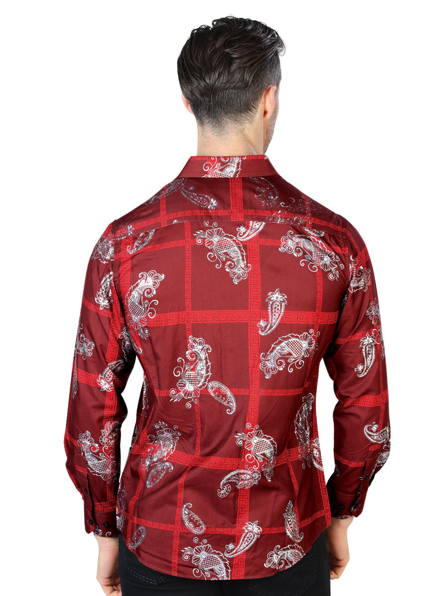 Camisa Vaquera de Hombre El Señor de los Cielos Manga Larga Casual en 100% Poliéster Color Plata 44027