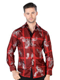 Camisa Vaquera de Hombre El Señor de los Cielos Manga Larga Casual en 100% Poliéster Color Plata 44027
