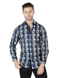 Camisa Vaquera de Hombre El Señor de los Cielos Manga Larga Casual en 97% Poliéster 3% Spandex Color Azul 44046