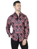 Camisa Vaquera de Hombre El Señor de los Cielos Manga Larga Casual en 97% Poliéster 3% Spandex Color Rojo 44047