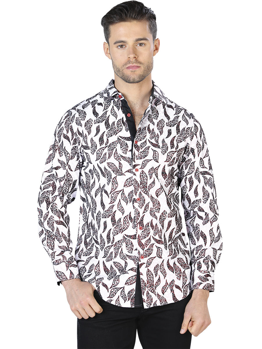 Camisa Vaquera de Hombre El Señor de los Cielos Manga Larga Casual en 97% Poliéster 3% Spandex Color Blanco 44055