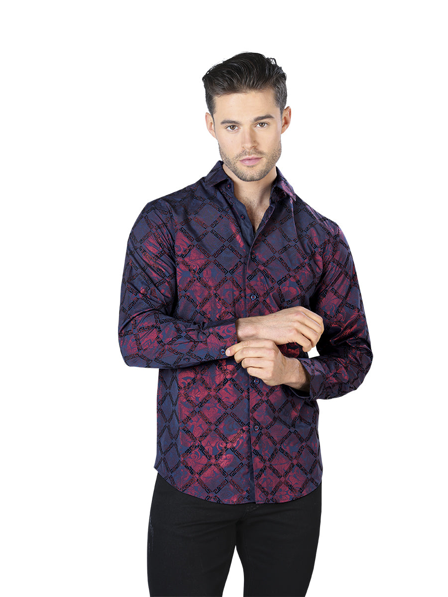 Camisa Vaquera de Hombre El Señor de los Cielos WH10-054 Manga Larga Casual en 97% Poliéster 3% Spandex Color Negro 44056