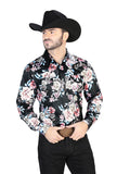 Camisa Vaquera de Hombre El Señor de los Cielos Manga Larga Broche Casual en 97% Poliéster 3% Lycra Color Negro 44111