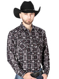 Camisa Vaquera de Hombre El Señor de los Cielos Manga Larga Broche Casual en 65% Poliéster 35% Algodón Color Negro 44205