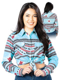 Camisa Vaquera de Mujer El Señor de los Cielos Manga Larga en 65% Poliéster 35% Algodón Color Café 44206