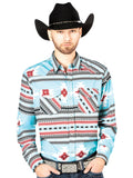 Camisa Vaquera de Hombre El Señor de los Cielos NO.4047 Manga Larga Broche en 65% Poliéster 35% Algodón Color Café 44207