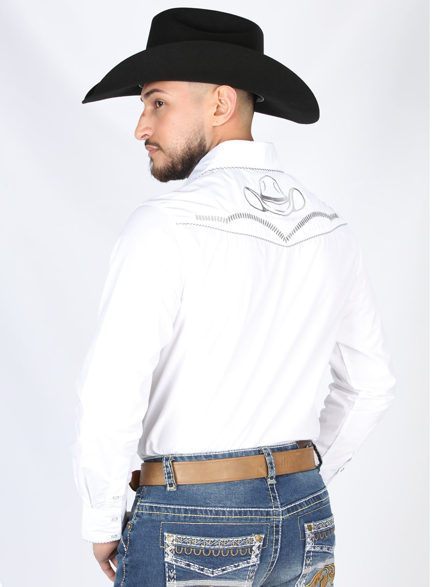 Camisa Vaquera de Hombre El General Manga Larga Bordada Casual en 65% Poliéster 35% Algodón Color Blanco/Negro 44298