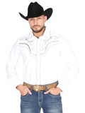 Camisa Vaquera de Hombre El General Manga Larga Bordada Casual en 65% Poliéster 35% Algodón Color Blanco/Negro 44298