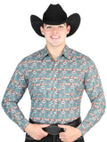 Camisa Vaquera de Hombre El General Manga Larga Broche Casual en 65% Poliéster 35% Algodón Color Verde 44310