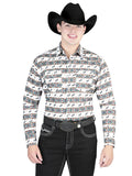 Camisa Vaquera de Hombre El General Manga Larga Broche Casual en 65% Poliéster 35% Algodón Color Blanco/Verde 44322
