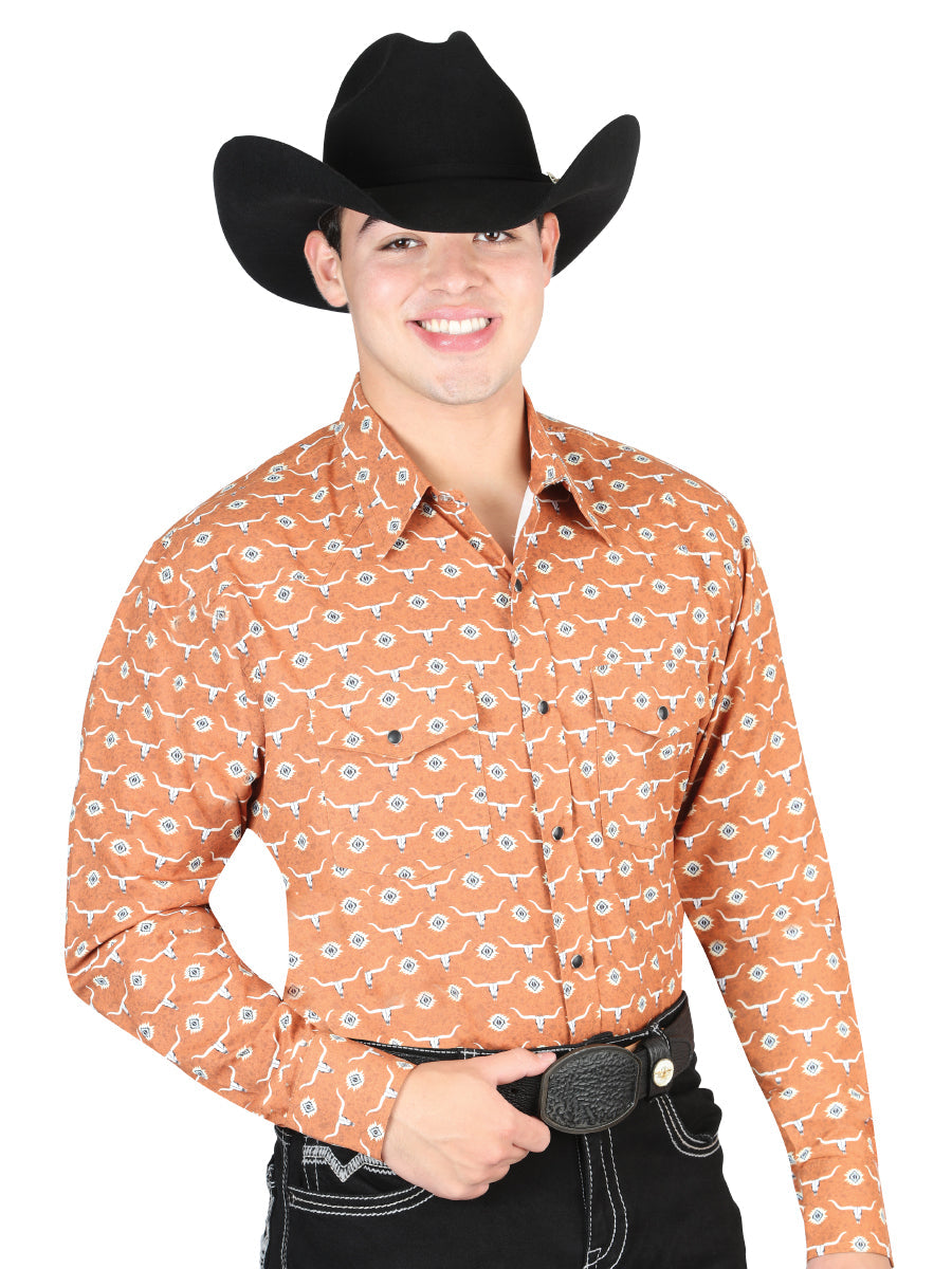 Camisa Vaquera de Hombre El General Manga Larga Broche Casual en 65% Poliéster 35% Algodón Color Café 44328