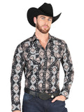 Camisa Vaquera de Hombre El Señor de los Cielos Manga Larga Broche Casual en 97% Algodón 3% Lycra Color Negro 44402